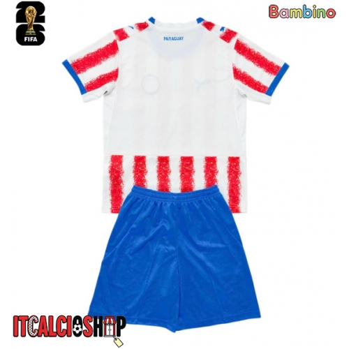 Paraguay Prima Maglia Bambino Mondiali 2026 Manica Corta (+ Pantaloni corti)